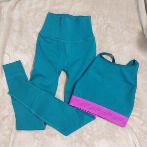 Green knit athletic set
